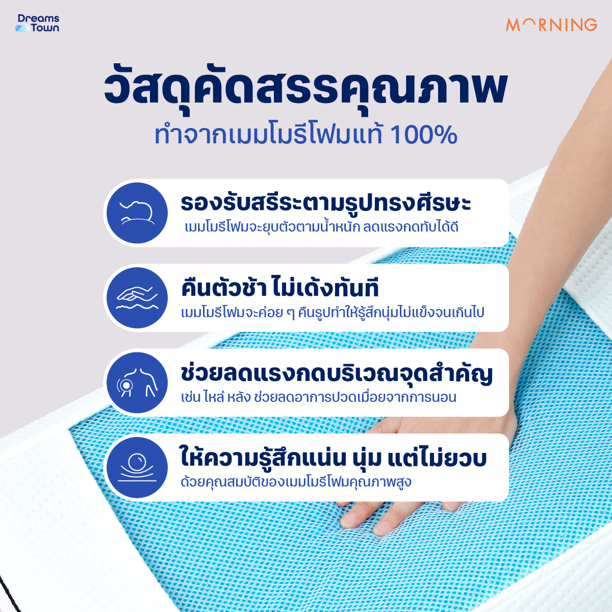 หมอนสุขภาพ MEMORY FOAM & GEL MORNING SLEEP FRESH PILLOW_1